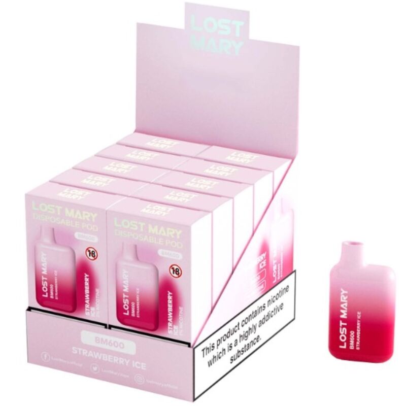 LOST MARY - BM600 NICOTINE VAPER 2% DISPOSABLE STRAWBERRY ICE