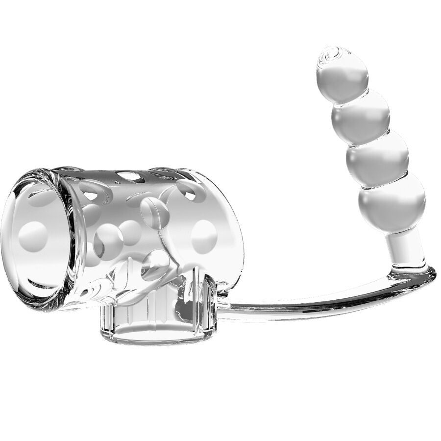 PRETTY LOVE - PENIS SLEEVE WITH ANAL PLUG TRANSPARENT