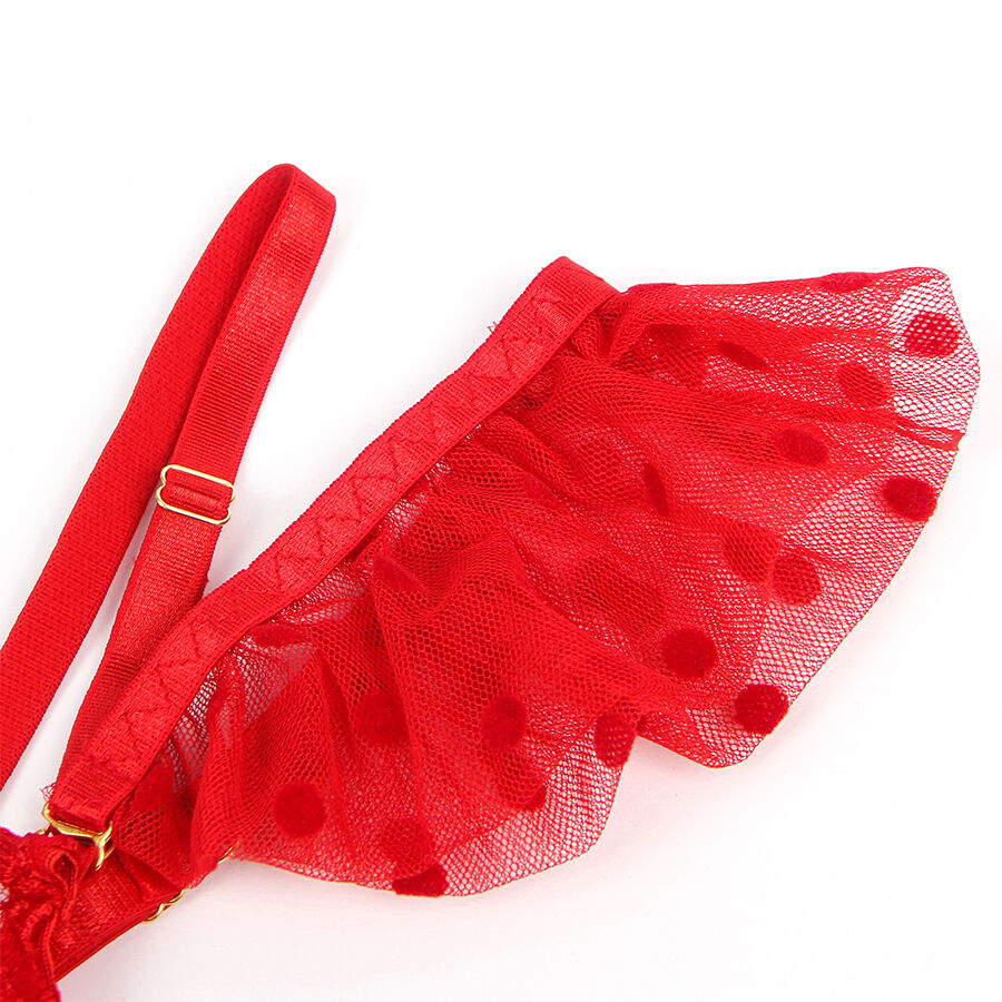 SUBBLIME - 957513 LACE BRA AND GARTER SET RED L/XL